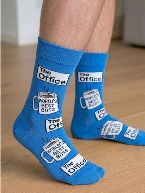 The Office Worlds Best Boss Novelty Socks New shoe  Size 6-12 crew Tv Classic
